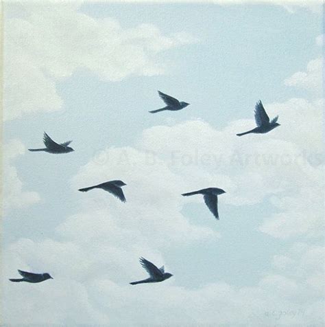 Original Bird Painting Of Flying Birds In Blue Sky Bird Etsy Flying