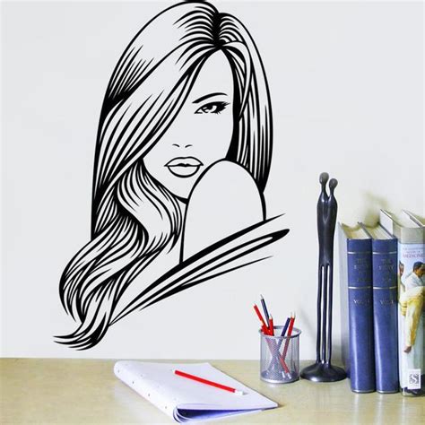 Angelina Jolie Girl With Long Hair Pencil Sketch Line Drawing Style
