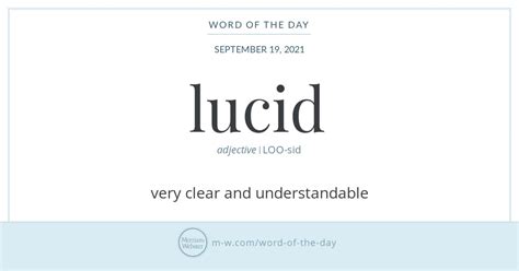 Word Of The Day Lucid Merriam Webster