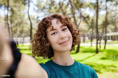 Young Beautiful Redhead Woman Taking Selfie Photo Taking Selfie Self