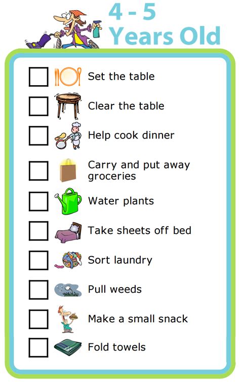 Free Printable Chores For 4 5 Year Olds The Trip Clip