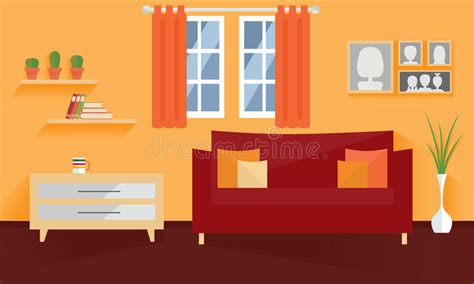 Modern Living Room Interior Stock Illustration Illustration Of