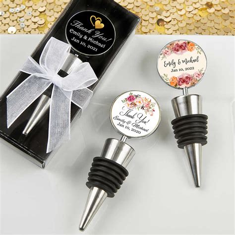 Personalized Wine Stoppers Silver Metal Wedding Favors FREE Assembly