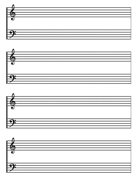 Printable Full Page Piano Staff Paper Pianolessons Music Theory