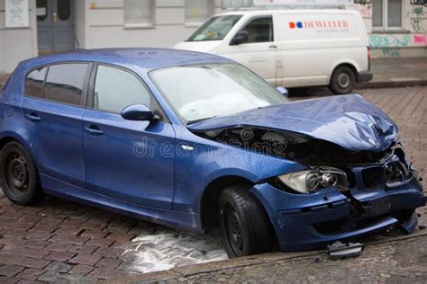 Crashed Blue BMW Car Editorial Photo Image Of Dangerous 113079751