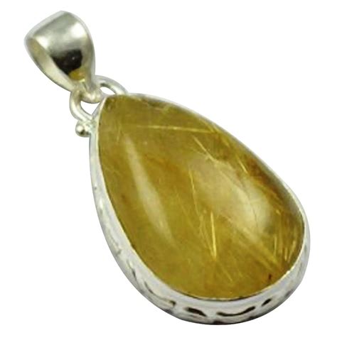 Lovegem Nature Golden Rutile Pendant Sterling Silver Mm