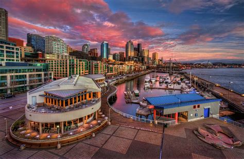 Seattle Waterfront At Sunset By Photo By David R Irons Jr