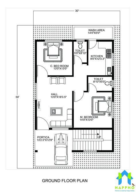 30 50 House Plans West Facing Single Floor Floorplansclick