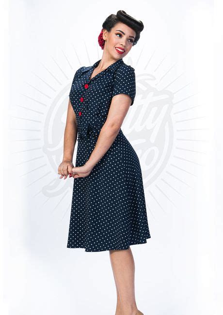 Swing Dance Clothing You Can Dance In Pretty 40s Shirt Dress In Navy Polka Dot £5900 At