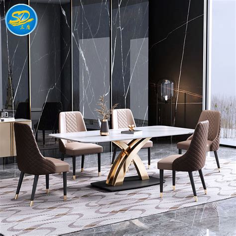 Modern Stainless Steel Home Furniture Set Dining Room Table And Chair