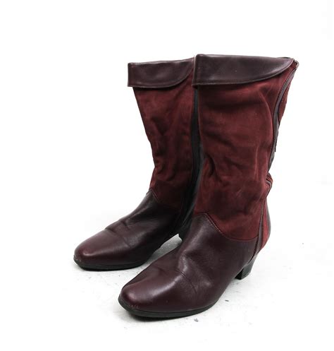80s Women Ankle Boots Vintage Burgundy Boots High Heel Etsy