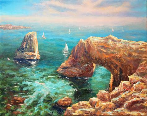 Original Romantic Landscape Impressionism Oil Painting Canvas Seascape