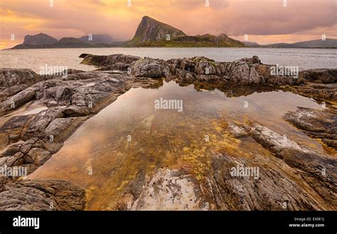 Sunset Over Lofoten Islands Norway Hdr Processed Stock Photo Alamy
