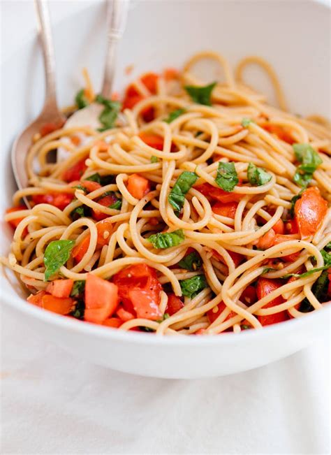 Blanch tomatoes in boiling water for 15 seconds and transfer into a bowl of ice water. Spaghetti with Fresh Tomato Sauce | Recipe | Pasta dishes ...