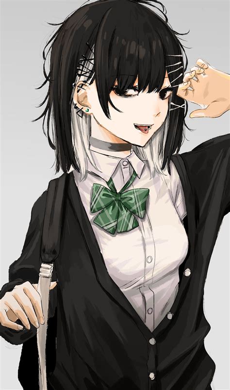 Unique Anime Girl With Short Black Hair Aesthetic Anime