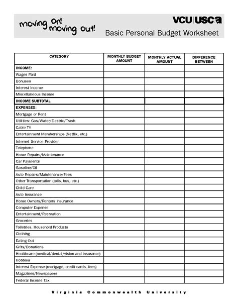 Moving Expense Spreadsheet — Db