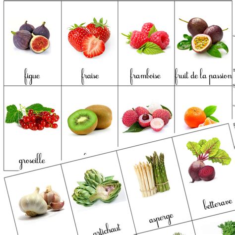Montessori Les Cartes De Nomenclatures Fruits Et Légumes à