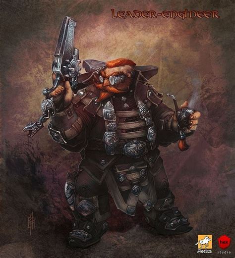 Leader Engineer Picture 2d Fantasy Dwarf Steampunk Fantasy Dwarf