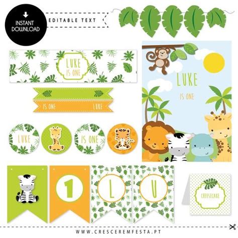The Safari Party Printable Set Instant Download Edit With Adobe