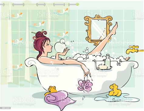 Girl In Bathtub Stock Illustration Download Image Now Bathtub One