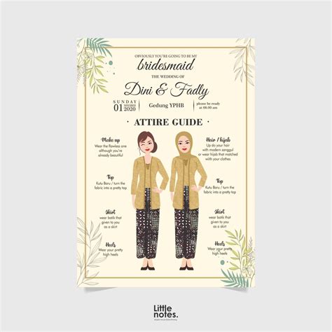Jual Kartu Bridesmaid Attire Guide Card Shopee Indonesia