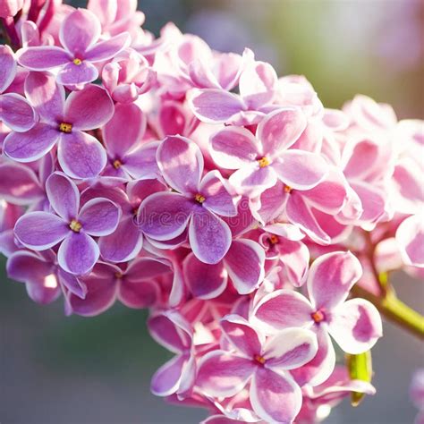 Pink Blossoming Lilac In Sunny Day Close Up Stock Photo Image Of