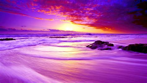 1920x1080 Purple Beach Sunset 4k Laptop Full Hd 1080p Hd 4k Wallpapers