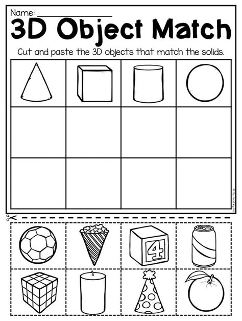 Matching 3d Objects Worksheet For Kindergarten This Packet Is Jammed