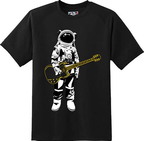 Funny Astronaut Guitar T Shirt New Graphic Tee T Shirts
