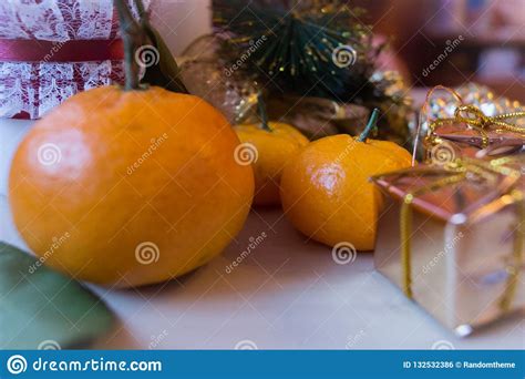 Christmas And New Year`s Still Life With Tangerines Stock Photo - Image ...