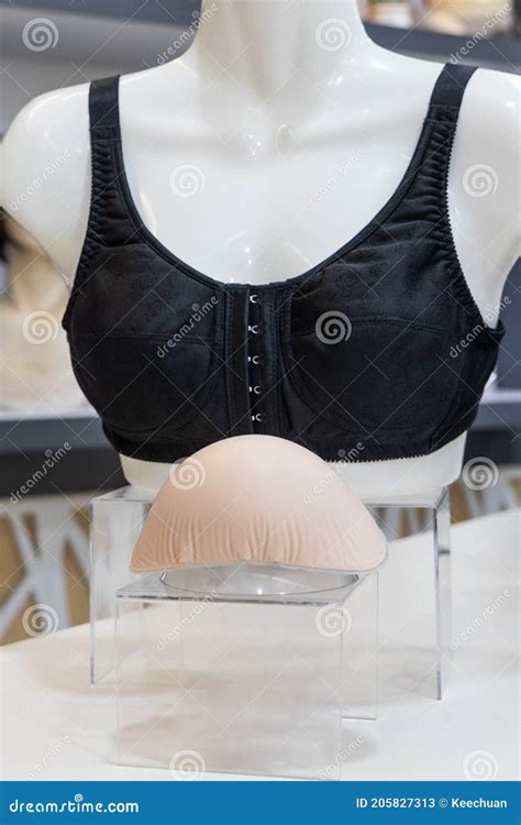 Breast Prosthesis And Post Surgery Bra For Breast Cancer Patient After Mastectomy Stock Image