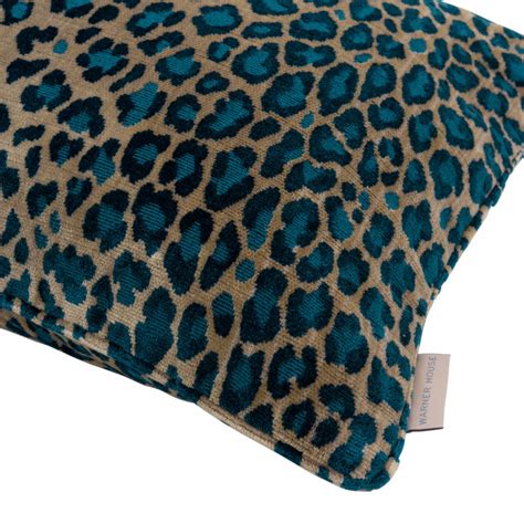 Leopard Teal Cm X Cm Woven Cushion Warner House