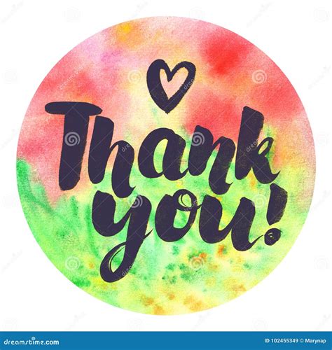 Watercolor Round Abstract Design With Thank You Lettering Stock