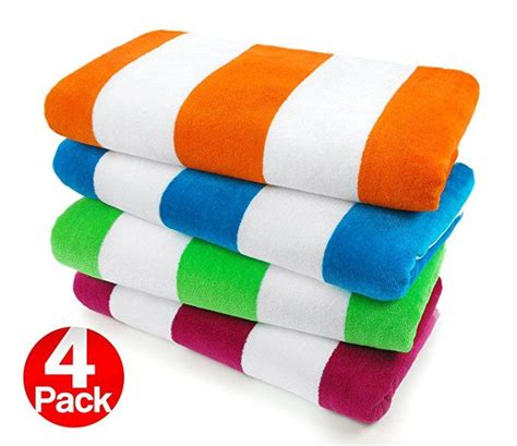 Kaufman 100 Cotton Velour Cabana Beach And Pool Towel 4 Pack 30in X