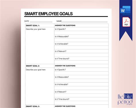 Editable Smart Employee Goals Template Etsy