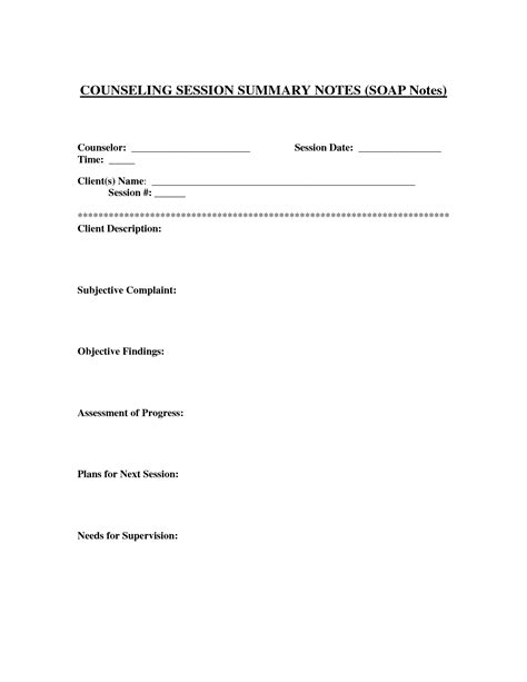 Counselingsessionnotestemplate Soap Note Treatment Plan Template