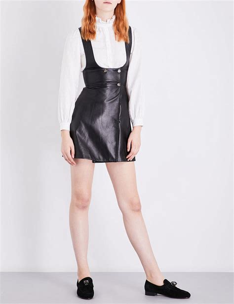 ALEXACHUNG Leather Pinafore Dress In Black Lyst