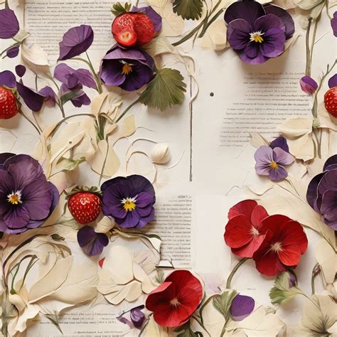 Strawberry And Pansies Seamless Free Stock Photo - Public Domain Pictures
