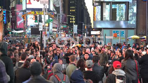 crowd of people on time square at night new york city manhattan stock footage square night