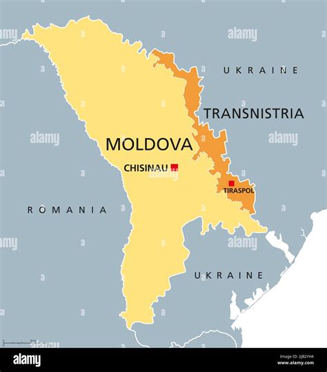 Moldova And Transnistria Political Map Republic Of Moldova With