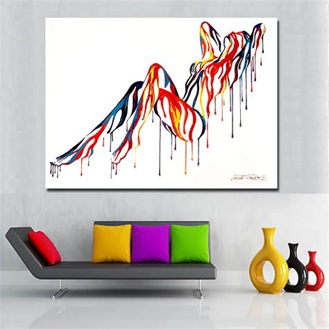 Selflessly Pop Art Colorful Abstract Sexy Girl Nude Canvas Painting