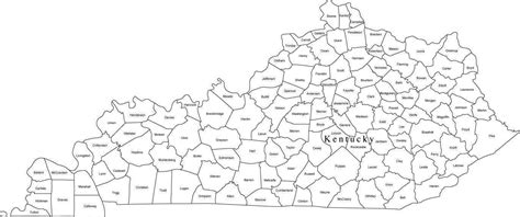 Black And White Kentucky Digital Map With Counties