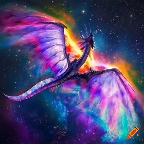 Dragon Flying Through A Cosmic Sky