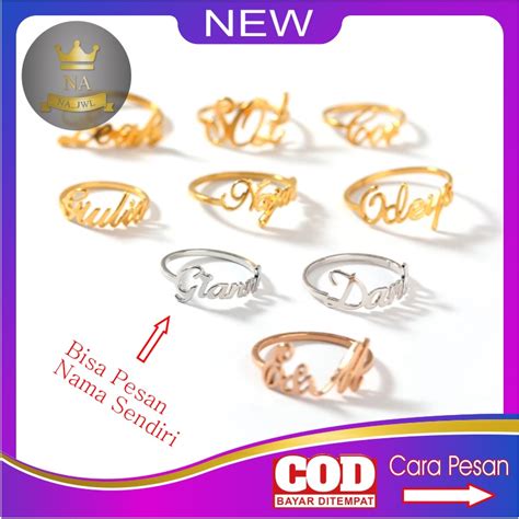 Jual Cincin Titanium Anti Karat Custom Nama Lapis Emas Aksesoris