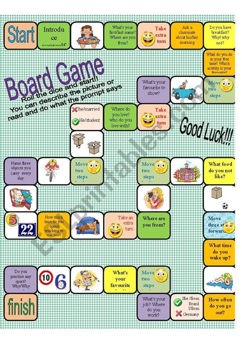 Board Game Basic Adult Learners Esl Worksheet By Mandrea1111
