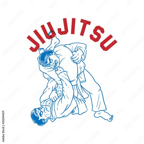 Jiu Jitsu Vector Hand Drawing Vector Illustration Stock Vektorgrafik