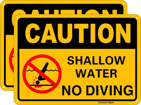 Caution Shallow Water No Diving Signswimming Pool Outdoor