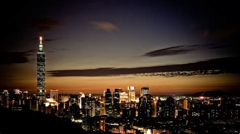 Night Skyline Of Taipei Taiwan Image Free Stock Photo Public