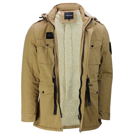 Mens Full Fur Lining Warm Winter Jacket Removable Hood Retro Military