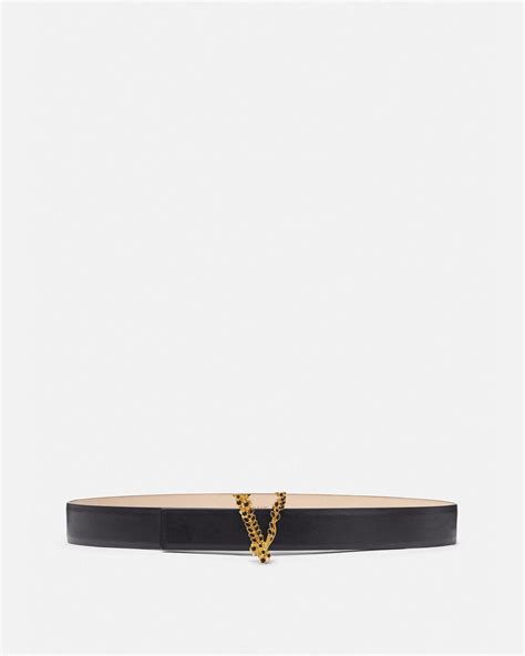 Versace Crystal Virtus Leather Belt For Women Us Online Store